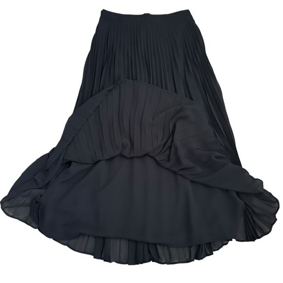 Liz Claiborne Collection Black Pleated Maxi Skirt 12 Chiffon Lined Dark Academ - Picture 4 of 13